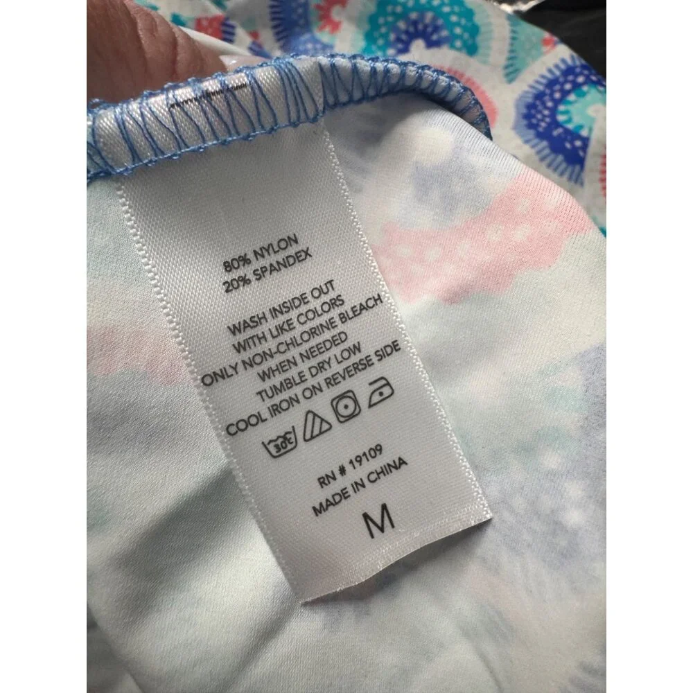 Aqua Sol Women's Medium Rash Guard UPF 50+ Long Sleeve Print NWT Swimsuit